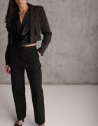 vices Pantaloni de costum Negri Straight Leg High Waist Ariesysh