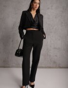 vices Pantaloni de costum Negri Straight Leg High Waist Ariesysh