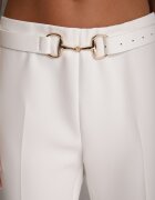 vices Pantaloni eleganți clopot cu curea și cataramă metalică Telepadia Albi