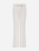 vices Pantaloni eleganți clopot cu curea și cataramă metalică Telepadia Albi