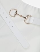 vices Pantaloni eleganți clopot cu curea și cataramă metalică Telepadia Albi