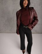 vices Pantaloni eleganți clopot cu curea și cataramă metalică Telepadia Negri