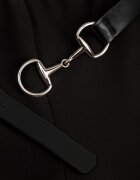 vices Pantaloni eleganți clopot cu curea și cataramă metalică Telepadia Negri