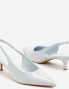 vices Pantoﬁ Albastre Slingback cu Luciu Lăcuit cu Toc Tip Kitten Sonwena