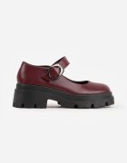 vices Pantofi Bordeaux pe Platformă în Stil Mary Jane Decorați cu Cataramă Metalică Zinida