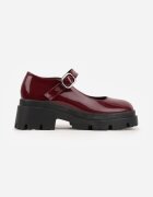 vices Pantofi Bordo Lăcuiți cu platformă și toc gros în stil Mary Jane Omela