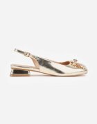 vices Pantofi cu toc aurii Slingback cu Cirkonii și Branț din Piele Eklina