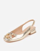 vices Pantofi cu toc aurii Slingback cu Cirkonii și Branț din Piele Eklina