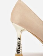 vices Pantofi cu toc bej cu branț din piele naturală decorate cu zirconii Gioriana