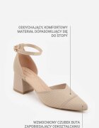 vices Pantofi cu toc Bej închis din țesătură sport cu toc gros și baretă la gleznă Loraira