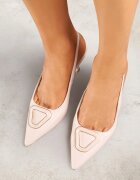 vices Pantofi cu toc Bej Sandale cu toc cui Slingback Lăcuite cu ornament Ataloria