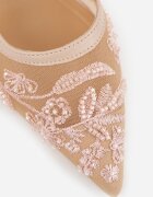 vices Pantofi cu toc Bej Slingback din plasă pe toc pisoi cu broderie și mărgele Vilin