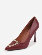 vices Pantofi cu toc Bordeaux cu Branț din Piele Naturală Decorați cu Cataramă Miava