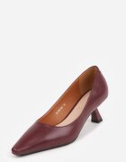 vices Pantofi cu toc Bordeaux pe toc kitten cu branț din piele naturală Nalibre