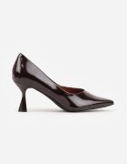 vices Pantofi cu toc Elegante Maro cu toc clepsidră cu branț din piele Dedvire
