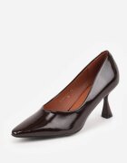 vices Pantofi cu toc Elegante Maro cu toc clepsidră cu branț din piele Dedvire