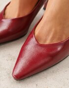 vices Pantofi cu toc eleganți Bordo cu toc clepsidră cu branț din piele Dedvire