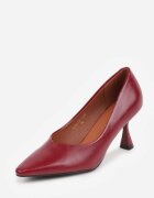 vices Pantofi cu toc eleganți Bordo cu toc clepsidră cu branț din piele Dedvire