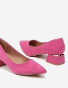 vices Pantofi cu toc fuchsia cu branț din piele și toc bloc jos Firiri