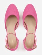 vices Pantofi cu toc Fucsia cu toc bloc cu branț din piele naturală și cu ornament metalic Velori