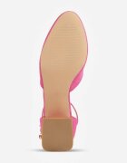 vices Pantofi cu toc Fucsia cu toc bloc cu branț din piele naturală și cu ornament metalic Velori