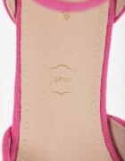 vices Pantofi cu toc Fucsia cu toc bloc cu branț din piele naturală și cu ornament metalic Velori