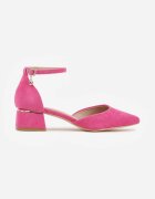 vices Pantofi cu toc Fucsia cu toc gros cu branț din piele naturală și baretă în jurul gleznei Zolori