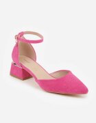 vices Pantofi cu toc Fucsia cu toc gros cu branț din piele naturală și baretă în jurul gleznei Zolori