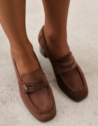 vices Pantofi cu toc în stil mocasin cu textură de piele întoarsă și branț din piele Jimenesa Maro