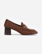 vices Pantofi cu toc în stil mocasin cu textură de piele întoarsă și branț din piele Jimenesa Maro