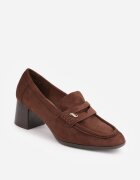 vices Pantofi cu toc în stil mocasin cu textură de piele întoarsă și branț din piele Jimenesa Maro