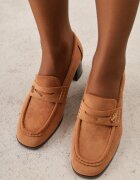 vices Pantofi cu toc în stil mocasin cu textură de piele întoarsă și branț din piele Jimenesa Maro