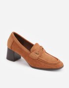 vices Pantofi cu toc în stil mocasin cu textură de piele întoarsă și branț din piele Jimenesa Maro