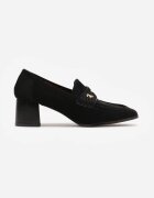 vices Pantofi cu toc în stil mocasin cu textură de piele întoarsă și branț din piele Jimenesa Negri