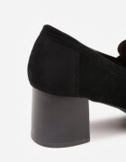 vices Pantofi cu toc în stil mocasin cu textură de piele întoarsă și branț din piele Jimenesa Negri