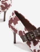 vices Pantofi cu toc Maro cu pete de vacă cu toc stiletto cu branț din piele naturală cu cataramă Nalisette Virale