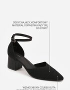 vices Pantofi cu toc Negre din Țesătură Sport cu Toc Bloc cu Baretă la Glezna Loraira