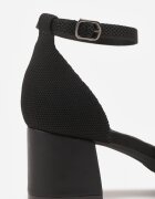 vices Pantofi cu toc Negre din Țesătură Sport cu Toc Bloc cu Baretă la Glezna Loraira