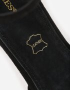 vices Pantofi cu toc negri cu toc gros cu branț din piele naturală și cu ornament metalic Velori