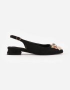 vices Pantofi cu toc Negri Slingback cu Zirconii și Brant din Piele Eklina