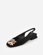 vices Pantofi cu toc Negri Slingback cu Zirconii și Brant din Piele Eklina