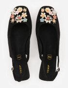 vices Pantofi cu toc Negri Slingback cu Zirconii și Brant din Piele Eklina