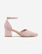 vices Pantofi cu toc Roz din material textil sportiv cu toc gros cu baretă la gleznă Loraira
