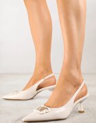 vices Pantofi cu toc Sandale Bej pe toc pisicuță Tip slingback Decorate cu aplicație metalică Lilarunea