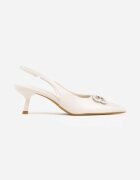 vices Pantofi cu toc Sandale Bej pe toc pisicuță Tip slingback Decorate cu aplicație metalică Lilarunea
