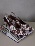 vices Pantofi cu toc Sandale Maro Slingback cu imprimeu de vacă cu toc stiletto Tilionea