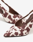 vices Pantofi cu toc Sandale Maro Slingback cu imprimeu de vacă cu toc stiletto Tilionea