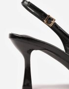 vices Pantofi cu toc Sandale negre cu toc stiletto Slingback Lăcuite cu ornament Ataloria