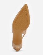 vices Pantofi cu toc Slingback Bej închis cu toc pisoi cu partea superioară ajurată Klephei