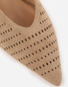 vices Pantofi cu toc Slingback Bej închis cu toc pisoi cu partea superioară ajurată Klephei